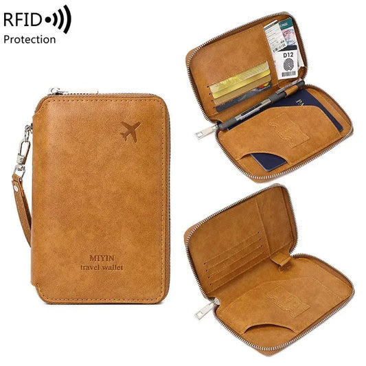 Minimalist and fashionable RFID passport holder multifunctional PU leather travel accessory passport holder wallet holder unisex TravelTimesAwait