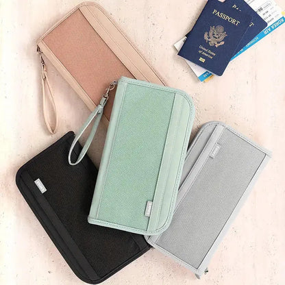 Boarding Passport Ticket Organizer - Secure passport wallet with multiple card slots and quick scan ID, RFID blocking-tan TravelTimesAwait