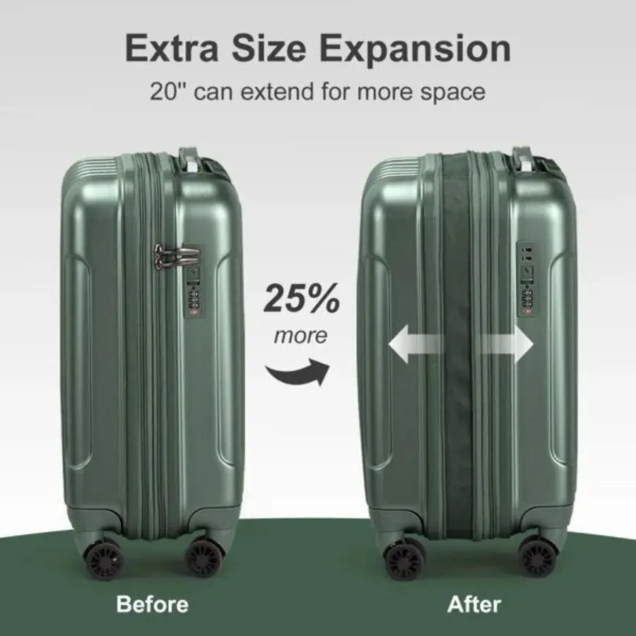 2 Piece Luggage Set 20 CarryOn Expandble Luggage Hardside Lightweight Suitcase 14 Mini Cosmetic Cases TravelTimesAwait