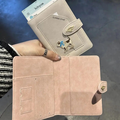 Cartoon Dogs Embroidered Passport Holder PU Leather Cute Passport Cover Multi-function Waterproof Ticket Clamp Travel Accessory TravelTimesAwait