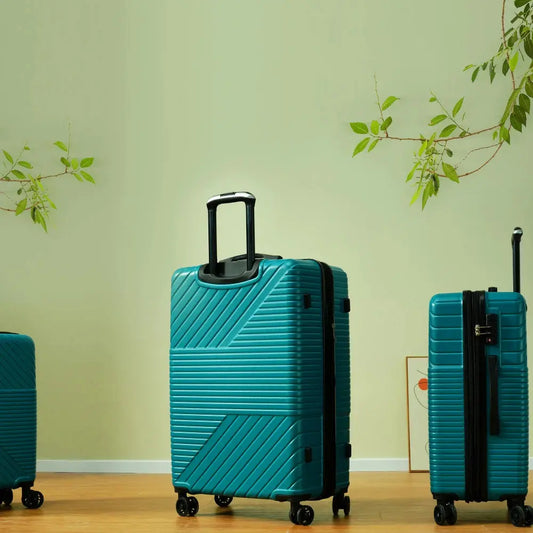 Hardshell Luggage Sets 3 Piece Double Spinner 8 Wheels Suitcase with TSA Lock Lightweight 20''24''28'' TravelTimesAwait