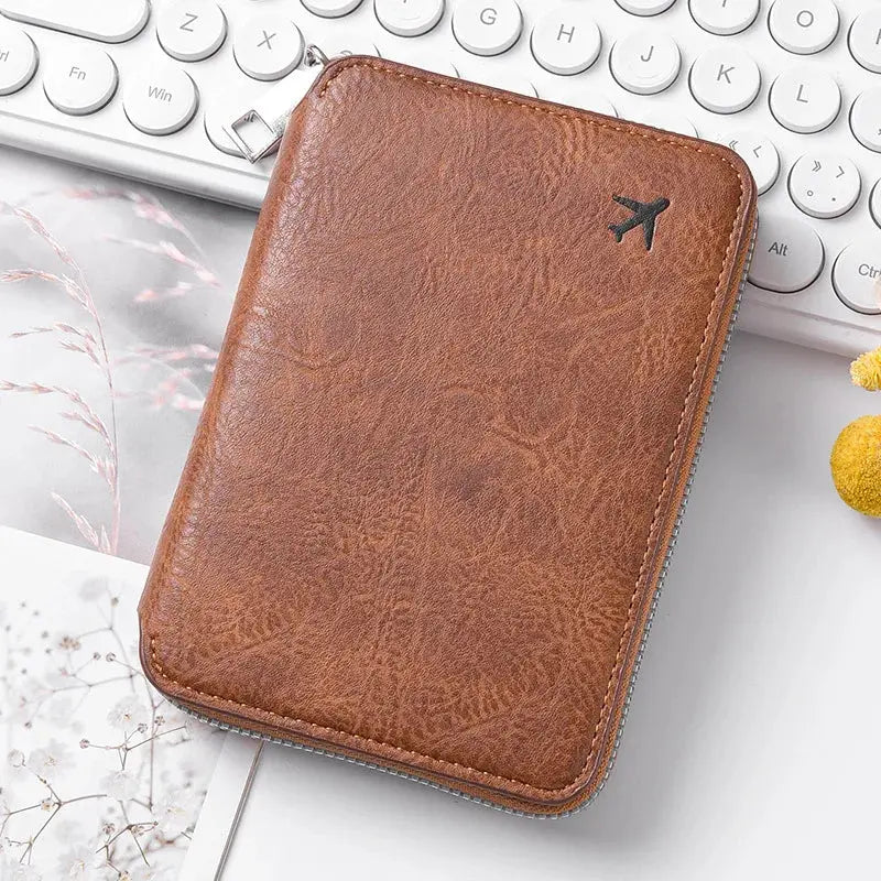 Zippered ID passport case, large capacity ticket organizer card case, travel passport holder A-DH TravelTimesAwait