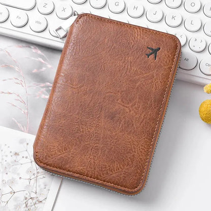 Zippered ID passport case, large capacity ticket organizer card case, travel passport holder A-DH TravelTimesAwait