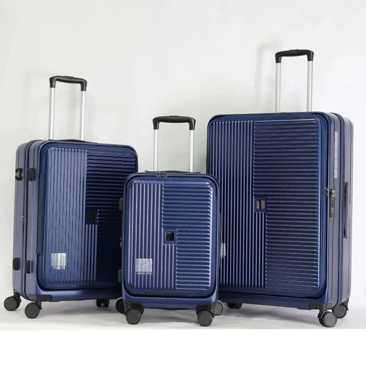 Luggage with front opening TSA approved lock hardshell suitcase Blue TravelTimesAwait