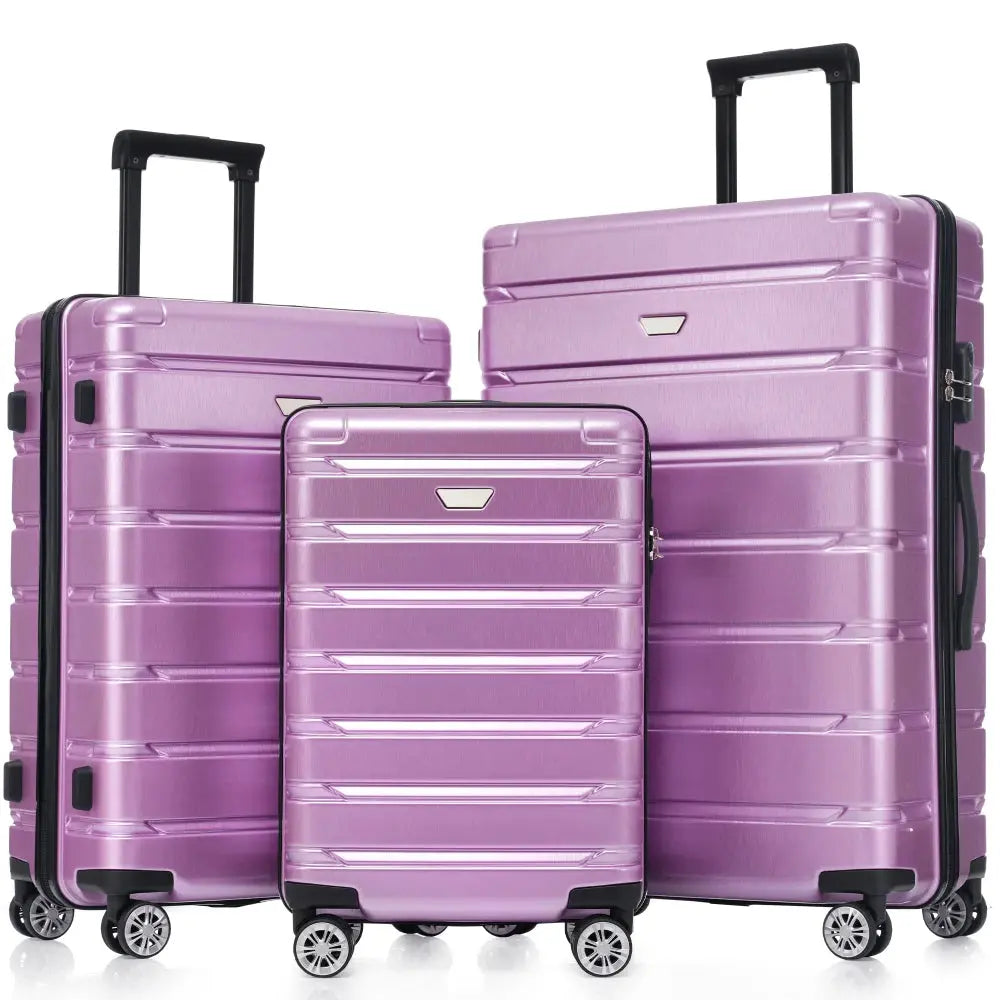 Hardshell Luggage Set 3 Piece Durable ABS+PC Travel Suitcase with Spinner Wheels for Men Women (20/24/28 Inch) TravelTimesAwait