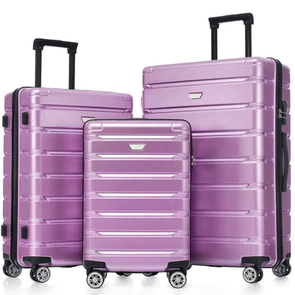 Hardshell Luggage Set 3 Piece Durable ABS+PC Travel Suitcase with Spinner Wheels for Men Women (20/24/28 Inch) TravelTimesAwait