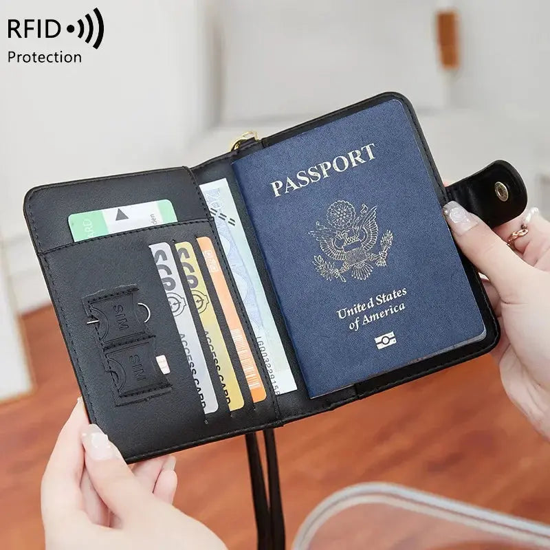 Passport Holder with Neck Lanyard Card Holders Travel Passport Cover RFID Blocking Passport Wallet for Men and Women TravelTimesAwait