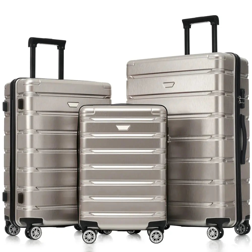 Hardshell Luggage Set 3 Piece Durable ABS+PC Travel Suitcase with Spinner Wheels for Men Women (20/24/28 Inch) TravelTimesAwait