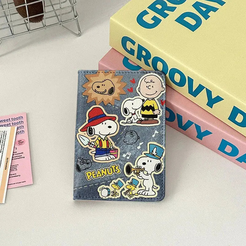 Cartoon Snoopy Passport Cover Traveling Abroad Passport Holder Women Men Travel Essentials Simple PU Leather Passport Wallet TravelTimesAwait