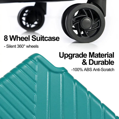 Hardshell Luggage Sets 3 Piece Double Spinner 8 Wheels Suitcase with TSA Lock Lightweight 20''24''28'' TravelTimesAwait