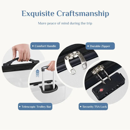 Hard Sided Expand Suitcase with Rotating Wheels TSA Lock Retractable Handle White 28" TravelTimesAwait