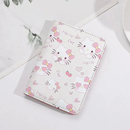 Sanrio Hello Kitty Passport Holder Business Travel Document Bag Passport Cover Passport Carrying Bag PU Leather Name Card Holder TravelTimesAwait