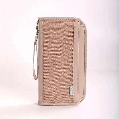 Boarding Passport Ticket Organizer - Secure passport wallet with multiple card slots and quick scan ID, RFID blocking-tan TravelTimesAwait