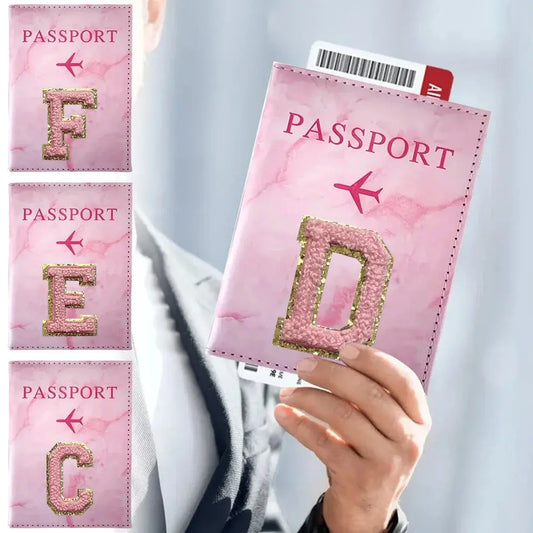 PU Passport Holder Pink Color Ticket Passport Covers Embroidery Label Series ID Credit Card Holder Cover Travel Accessorie TravelTimesAwait