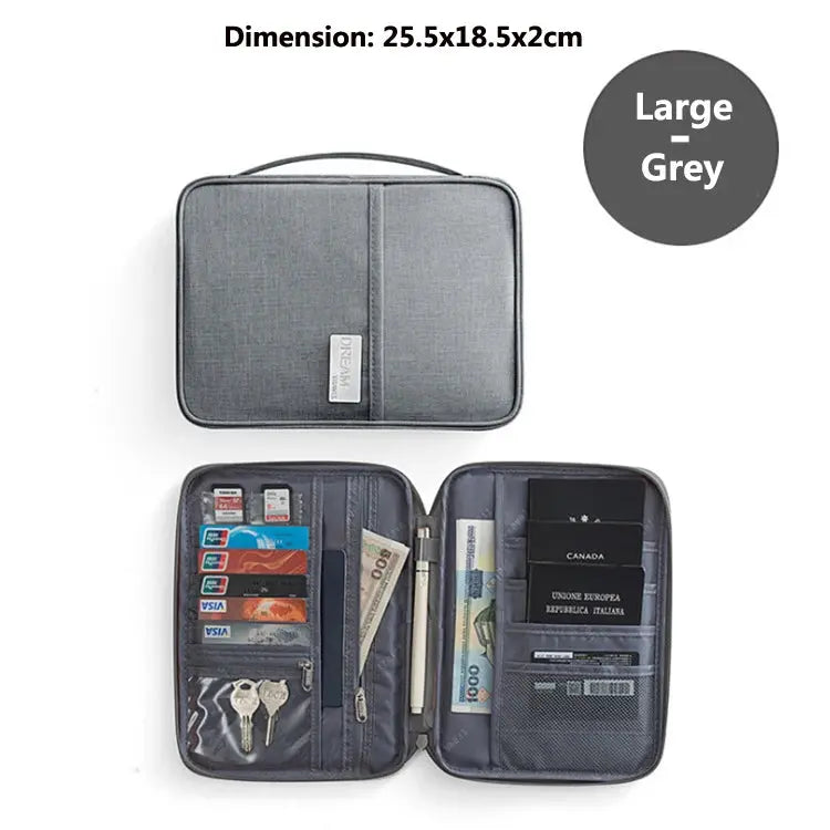 Travel Wallet Family Passport Holder Multi-pockets Waterproof Document Case Organizer Travel accessories Document Bag Cardholder TravelTimesAwait