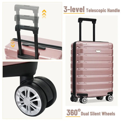 Hardshell Luggage Set 3 Piece Durable ABS+PC Travel Suitcase with Spinner Wheels for Men Women (20/24/28 Inch) TravelTimesAwait