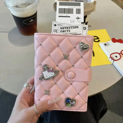 Hello Kitty Passport Holder Originality Delicate Fashion Convenient Document Storage Bag Leather High-capacity Passport Holder TravelTimesAwait