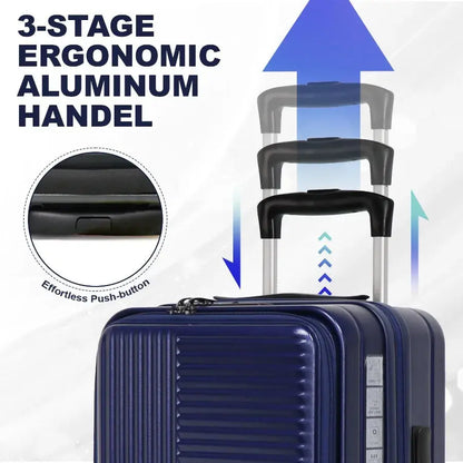 Luggage with front opening TSA approved lock hardshell suitcase Blue TravelTimesAwait