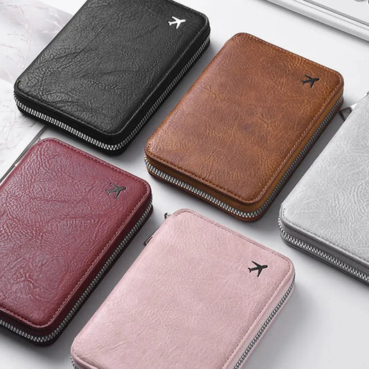 Zippered ID passport case, large capacity ticket organizer card case, travel passport holder A-DH TravelTimesAwait