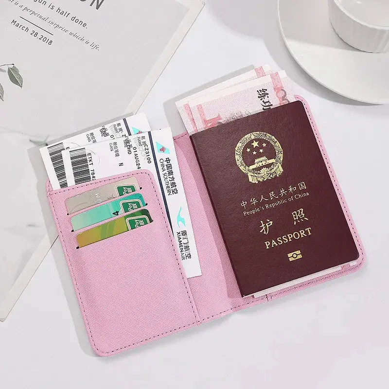 Sanrio Hello Kitty Passport Holder Business Travel Document Bag Passport Cover Passport Carrying Bag PU Leather Name Card Holder TravelTimesAwait
