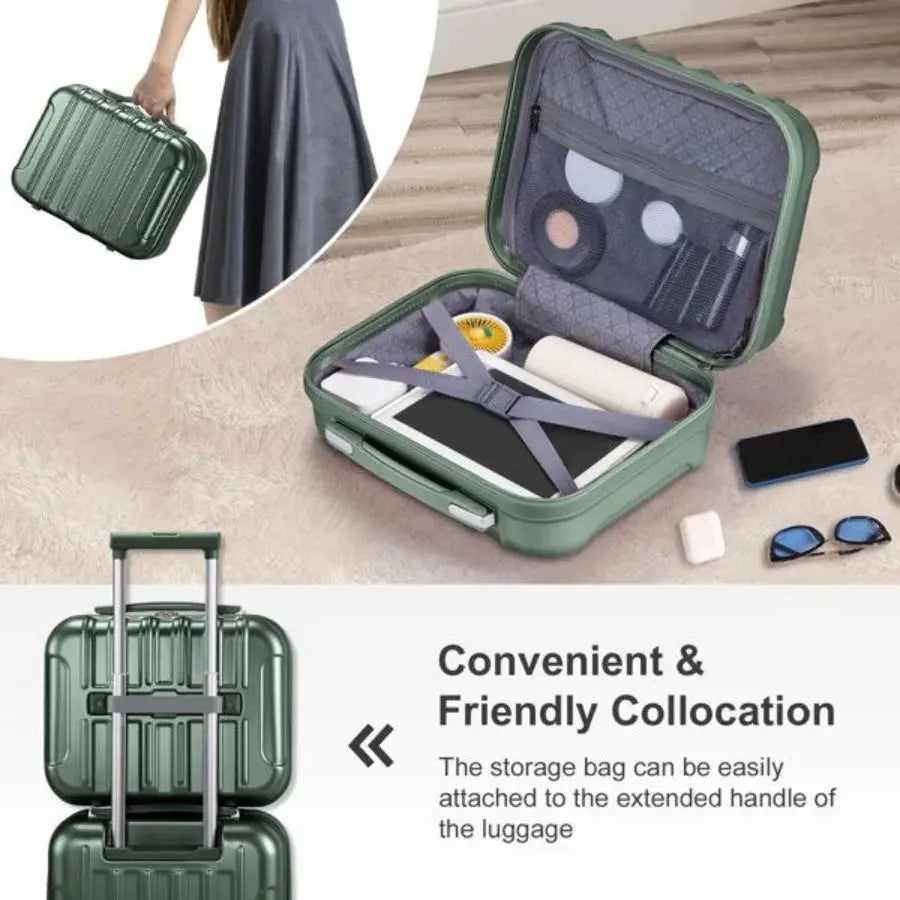 2 Piece Luggage Set 20 CarryOn Expandble Luggage Hardside Lightweight Suitcase 14 Mini Cosmetic Cases TravelTimesAwait