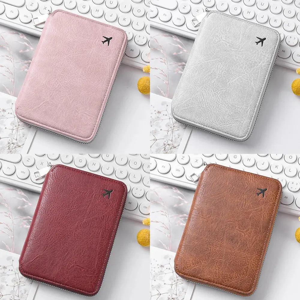 Zippered ID passport case, large capacity ticket organizer card case, travel passport holder A-DH TravelTimesAwait