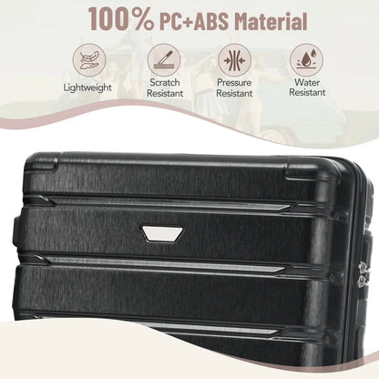 Hardshell Luggage Set 3 Piece, Durable ABS+PC Travel Suitcase with