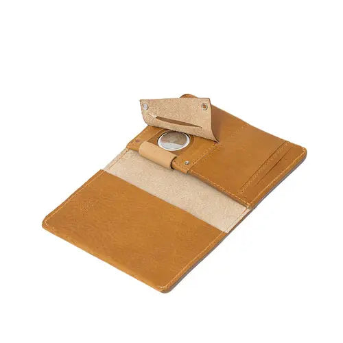 Leather AirTag Passport Holder Purple Buckeye