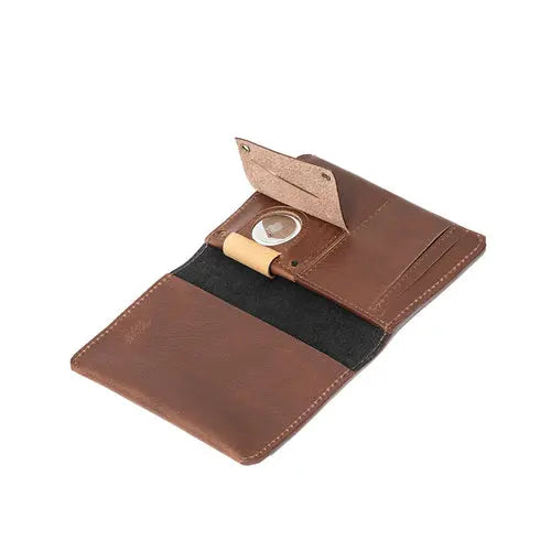 Leather AirTag Passport Holder Purple Buckeye