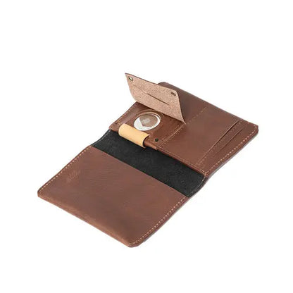 Leather AirTag Passport Holder Purple Buckeye