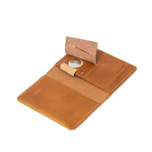 Leather AirTag Passport Holder Purple Buckeye