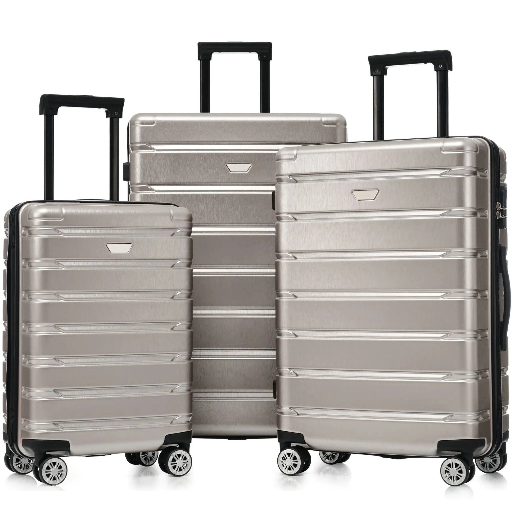 Hardshell Luggage Set 3 Piece, Durable ABS+PC Travel Suitcase with Sangria Beech