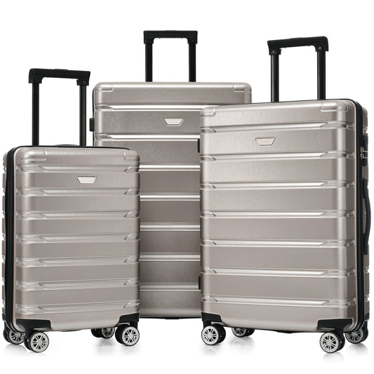 Hardshell Luggage Set 3 Piece, Durable ABS+PC Travel Suitcase with