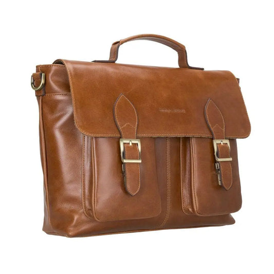 Olympus Genuine Leather Bag, Briefcase, Notebook Bag - 13"/17" Silver Epimetheus