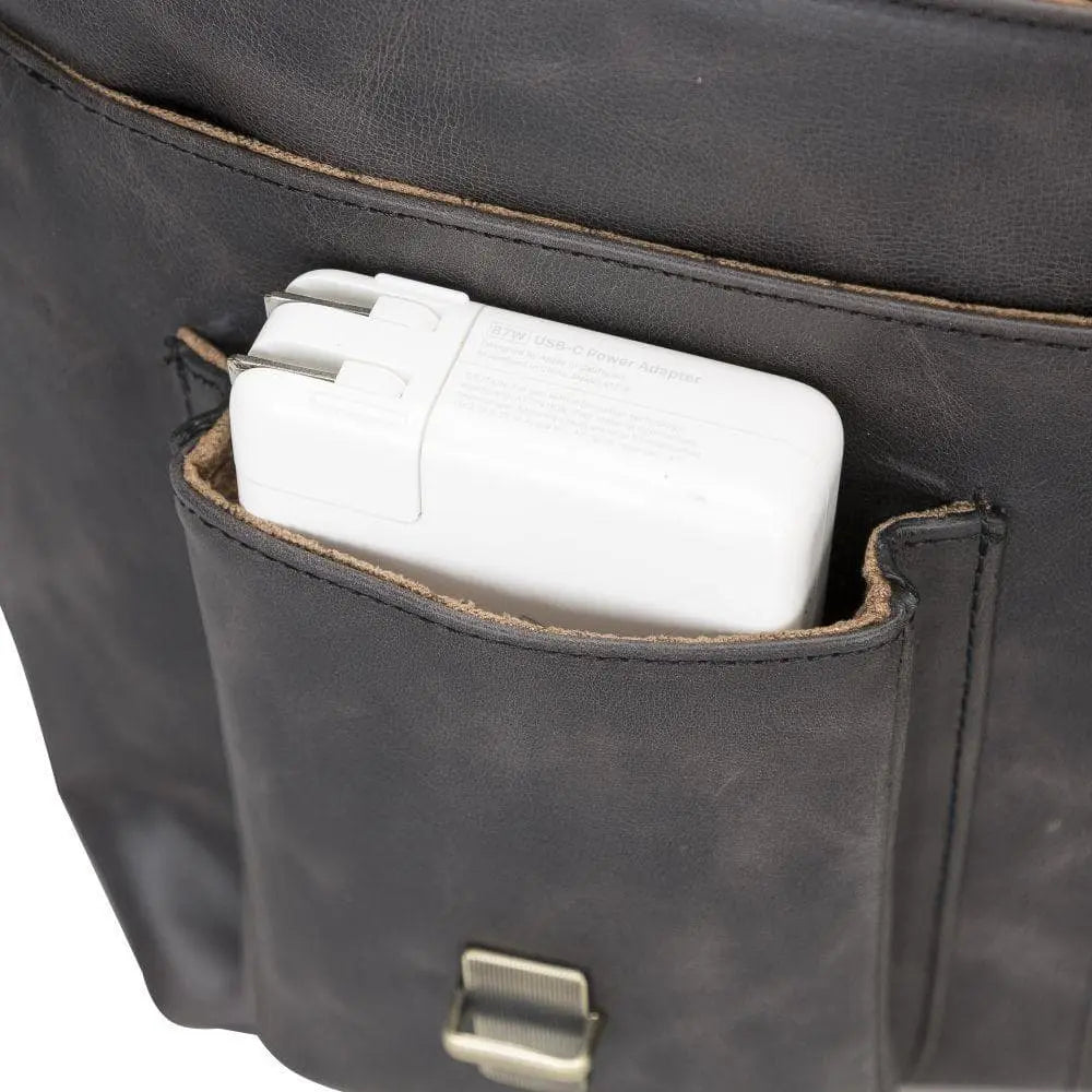 Olympus Genuine Leather Bag, Briefcase, Notebook Bag - 13"/17" Silver Epimetheus