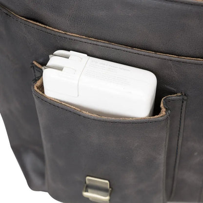 Olympus Genuine Leather Bag, Briefcase, Notebook Bag - 13"/17" Silver Epimetheus