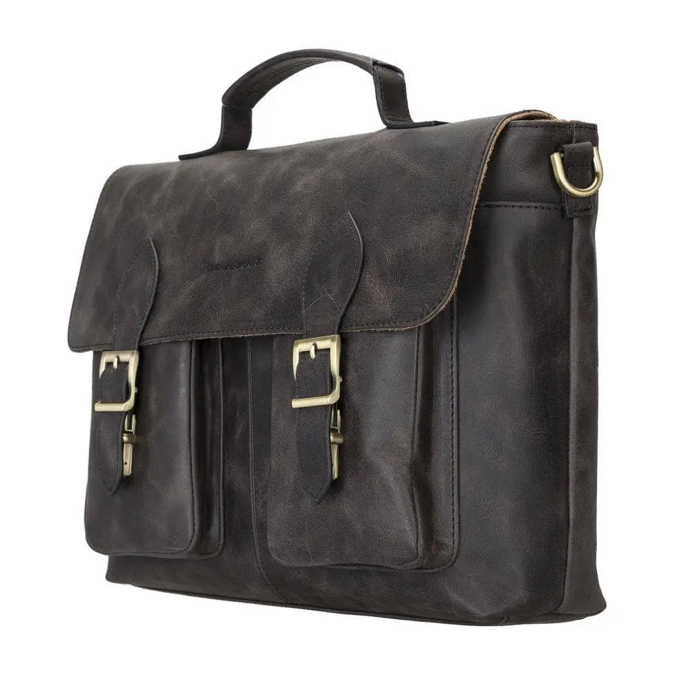 Olympus Genuine Leather Bag, Briefcase, Notebook Bag - 13"/17" Silver Epimetheus