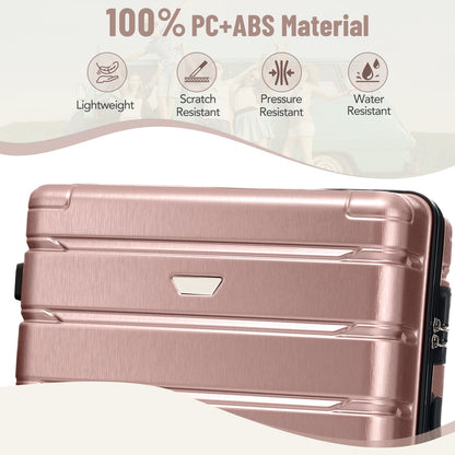 Hardshell Luggage Set 3 Piece, Durable ABS+PC Travel Suitcase with