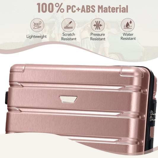 Hardshell Luggage Set 3 Piece, Durable ABS+PC Travel Suitcase with