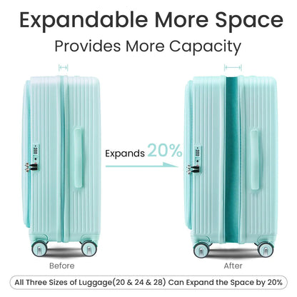 Luggage Sets 3 Piece(20/24/28), Expandable Carry On Luggage with TSA Sangria Beech