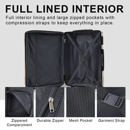 Luggage Sets 3 Piece, Expandable Hard shell ABS Suitcases with Double