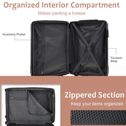 Luggage Sets 3 Piece, Expandable Hard shell ABS Suitcases with Double