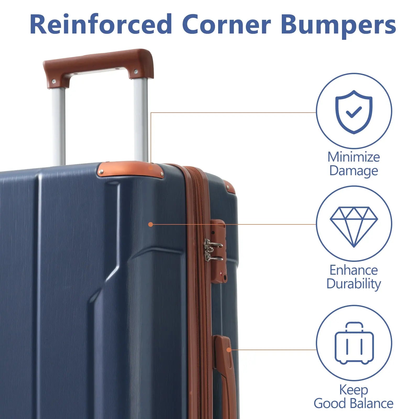 Luggage Sets 3 Piece, Expandable Hard shell ABS Suitcases with Double Sangria Beech