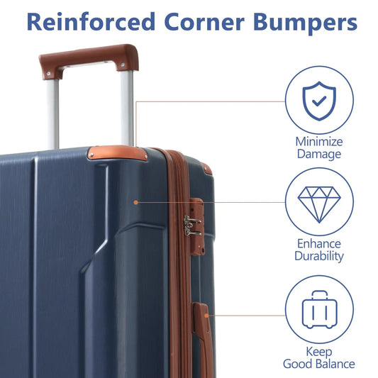 Luggage Sets 3 Piece, Expandable Hard shell ABS Suitcases with Double Sangria Beech