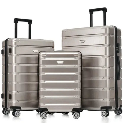 Hardshell Luggage Set 3 Piece, Durable ABS+PC Travel Suitcase with Sangria Beech