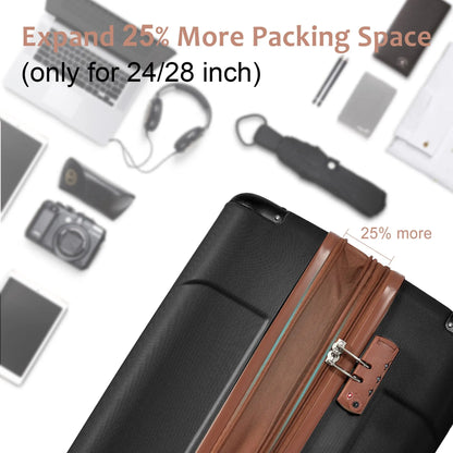 Luggage Sets 3 Piece, Expandable Hard shell ABS Suitcases with Double