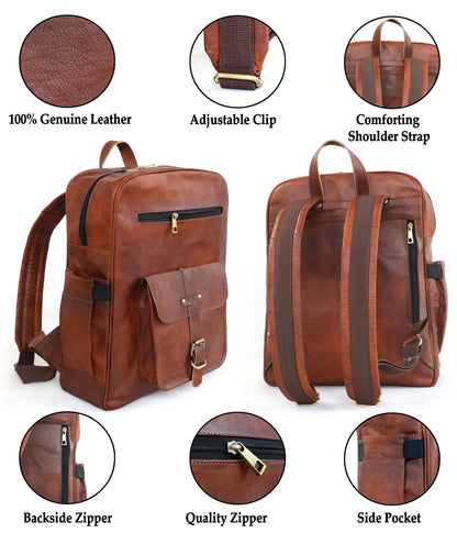 Genuine 15.6-inch Vintage Laptop Backpack Retro Travel & Work Rucksack Salmon Alder