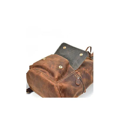 Buffalo Leather Backpack Handmade Unisex Backpack Travel Outdoor Bag Salmon Alder