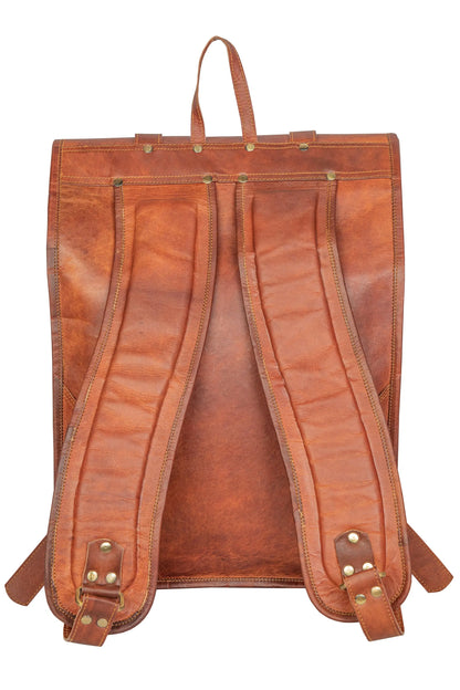 Genuine Leather Retro Rucksack Rolling Backpack Bag . Salmon Alder