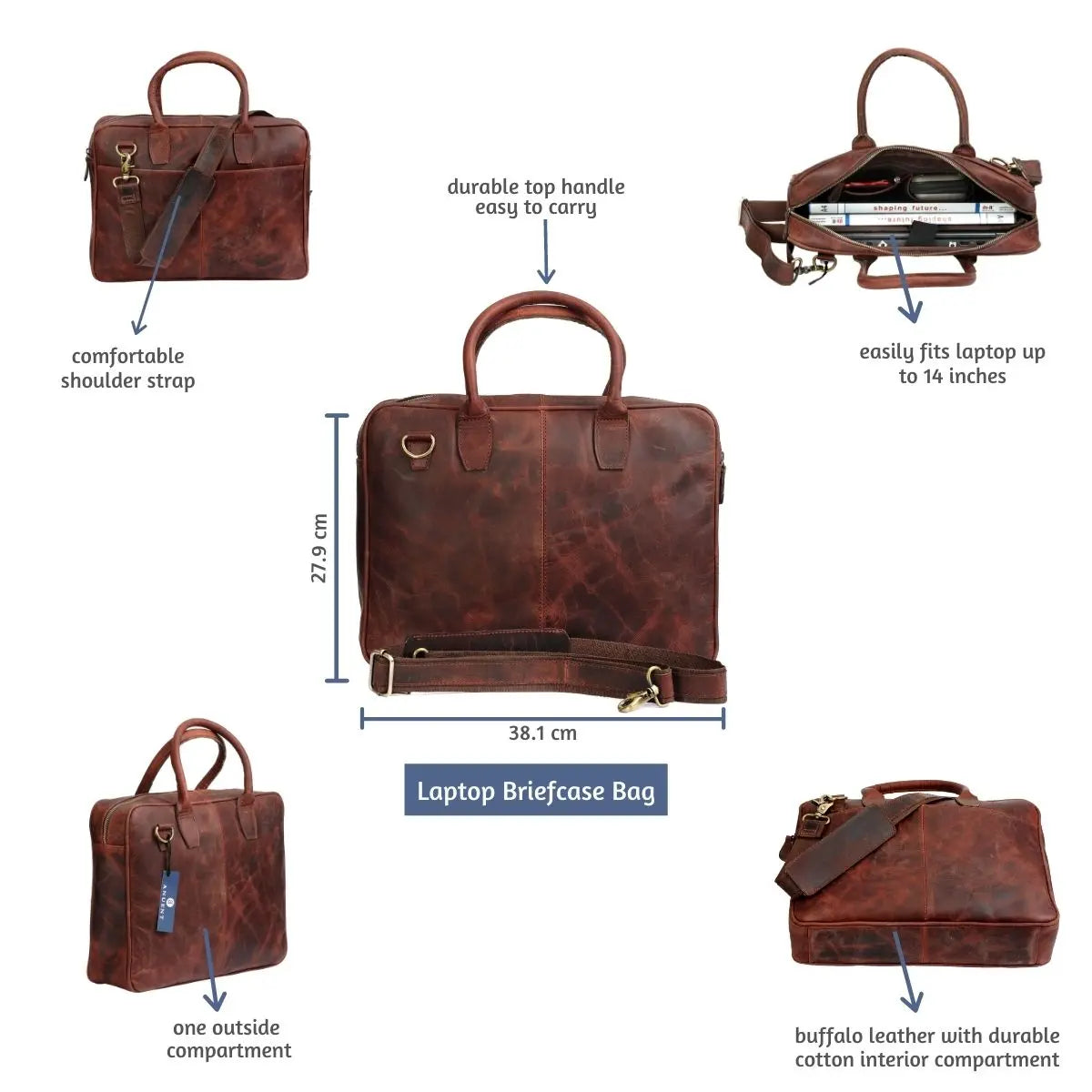 Combo Of 2 ,Buffalo Laptop Briefcase And Leather Small Purse Salmon Alder